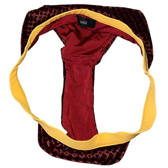 Onia Bikini Swimsuit Velvet Two Piece Laila Marigold Burgundy - Picture 8 of 11